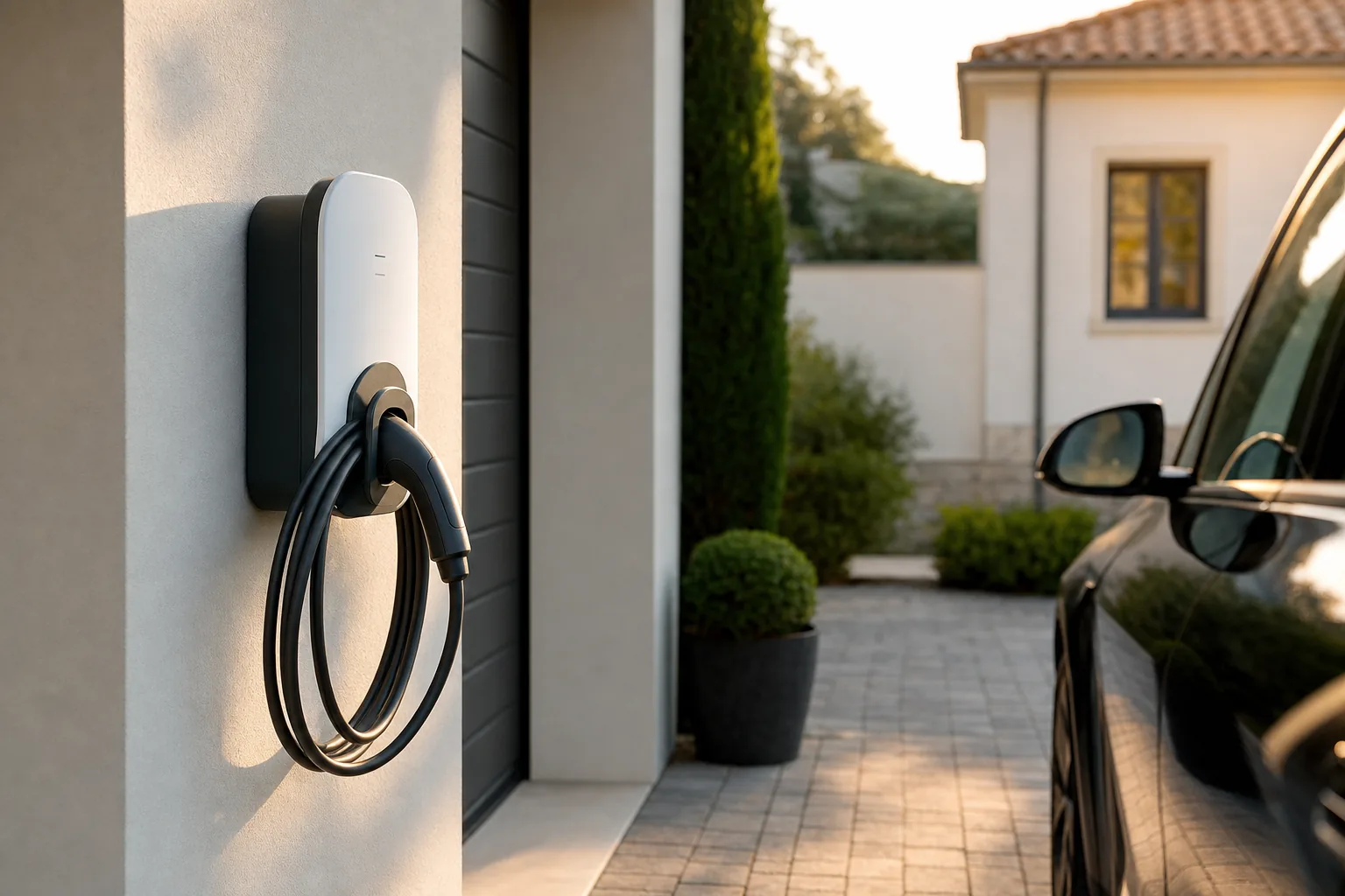 Borne de recharge murale installée par un électricien certifié IRVE